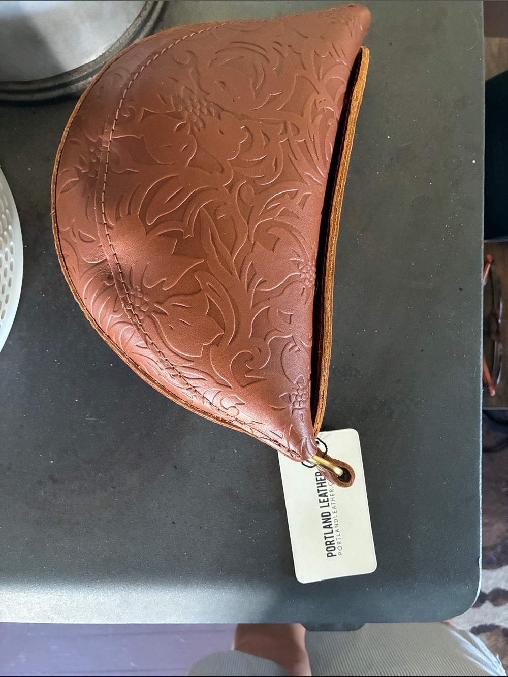 Portland Leather Brown Embossed Leather Crossbody Bag